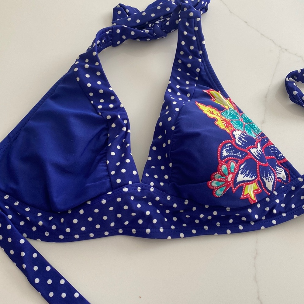 Athleta blue Retro adjustable bikini top small